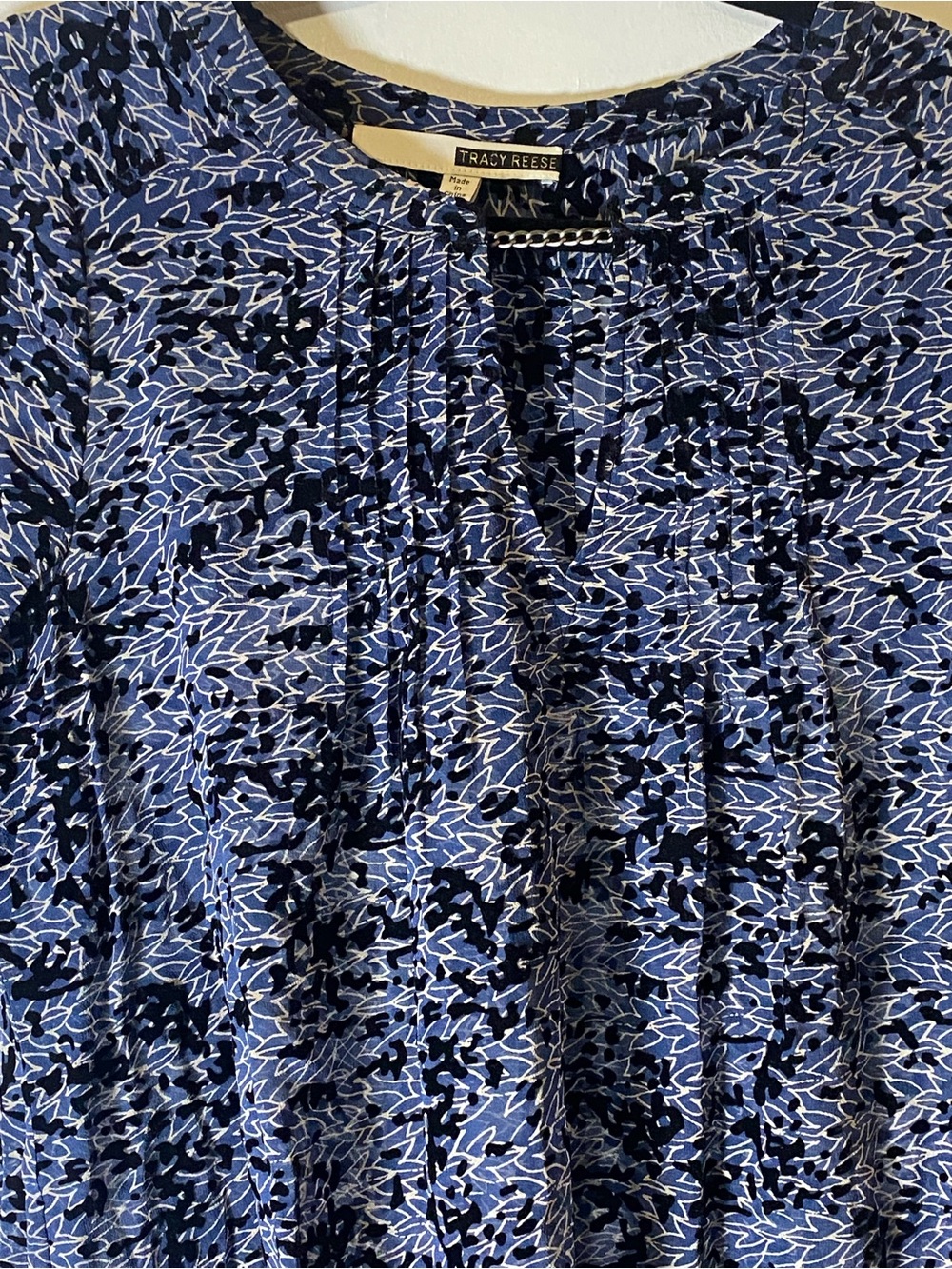 Tracy‎ Reese Floral Pintuck Peasant Tunic Silk Velvet Burnout Sheer M Romantic - Picture 6 of 8